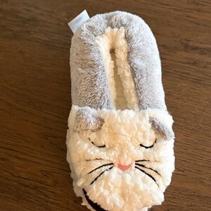 Cozy Cat Plush Slipper - Gray and Cream